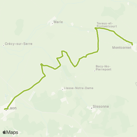 Hauts-de-France Car 02 Montcornet - Tavaux - Laon map