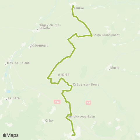 Hauts-de-France Car 02 Guise - Laon map