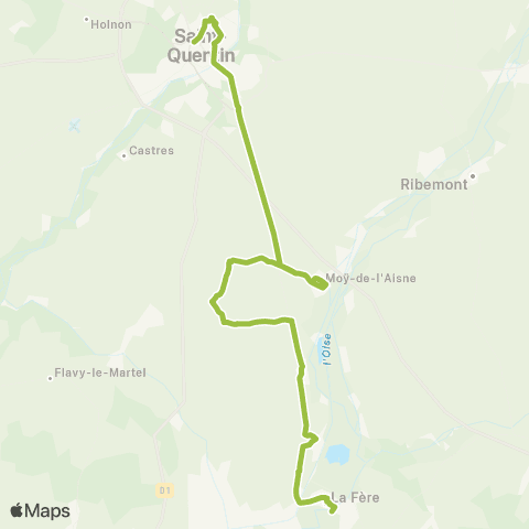 Hauts-de-France Car 02 La Fère - Vendeuil - Saint-Quentin map