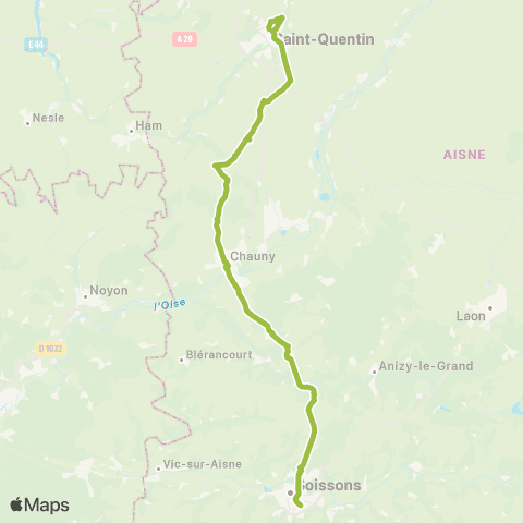 Hauts-de-France Car 02 Saint Quentin - Soissons map