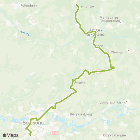 Hauts-de-France Car 02 Prémontré - Soissons map