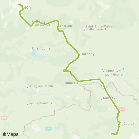 Hauts-de-France Car 02 Reims - Pontavert - Laon map