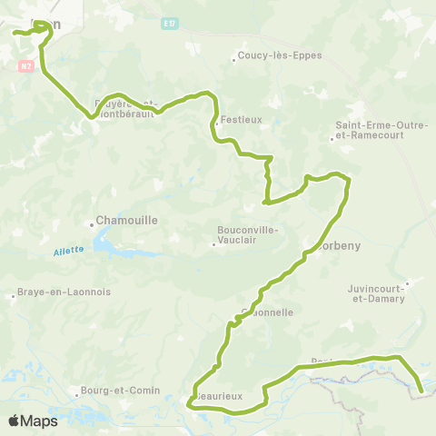 Hauts-de-France Car 02 Reims - Pontavert - Laon map