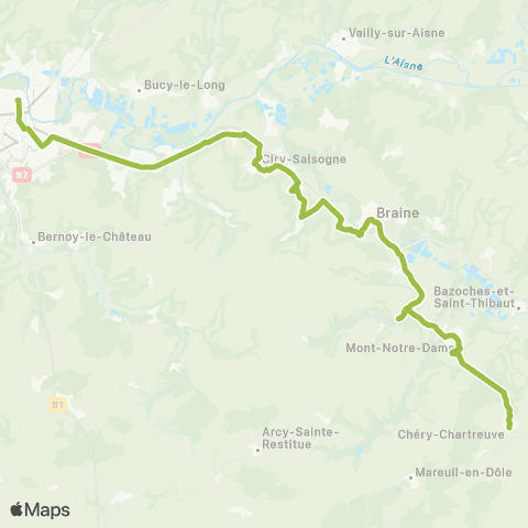 Hauts-de-France Car 02 Soissons - Braine - Fismes - Reims map