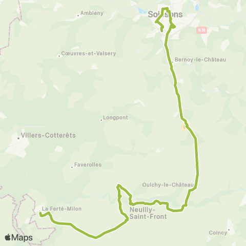 Hauts-de-France Car 02 La Ferté Milon - Soissons map