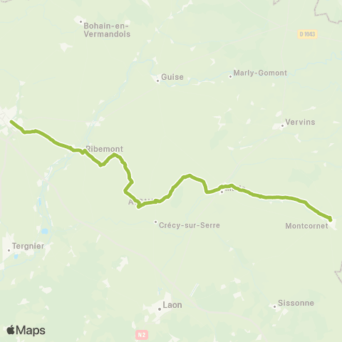 Hauts-de-France Car 02 Montcarnet - Saint-Quentin map