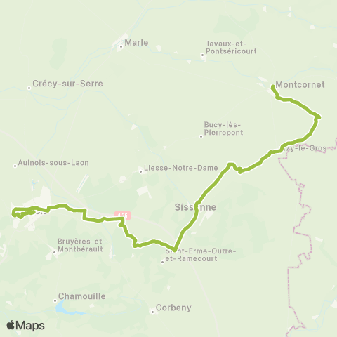 Hauts-de-France Car 02 Montcornet - Saint Erme - Laon map