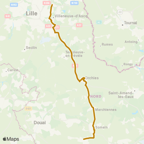 Hauts-de-France Car 59 - Nord Aniche / Orchies / Villeneuve D'Ascq map