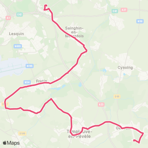 Hauts-de-France Car 59 - Nord Cobrieux / Genech / Villeneuve D'Ascq map