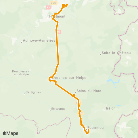 Hauts-de-France Car 59 - Nord Maubeuge - Fourmies map