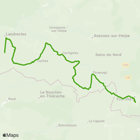 Hauts-de-France Car 59 - Nord Landrecies - Prisches - Avesnes-s/-Helpe map