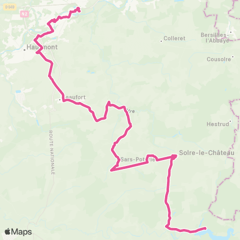 Hauts-de-France Car 59 - Nord Solre-le-Château - Maubeuge map