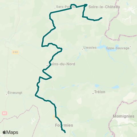 Hauts-de-France Car 59 - Nord Solre-le-Château - Fourmies map