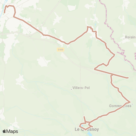 Hauts-de-France Car 59 - Nord Le Quesnoy - Gommegnies - Valenciennes map