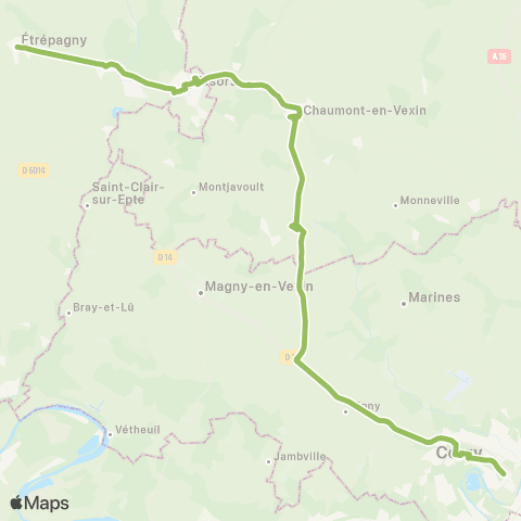 Hauts-de-France Car 60 Etrépagny - Gisors - Cergy map