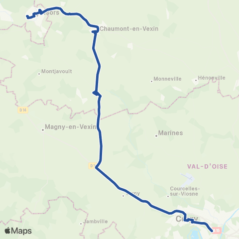 Hauts-de-France Car 60 Gisors - Cergy map