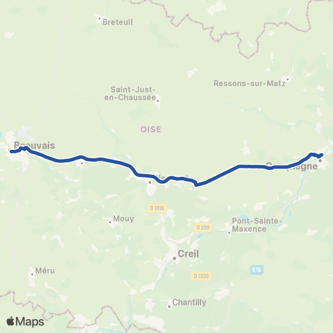 Hauts-de-France Car 60 Beauvais - Clermont - Compiègne map