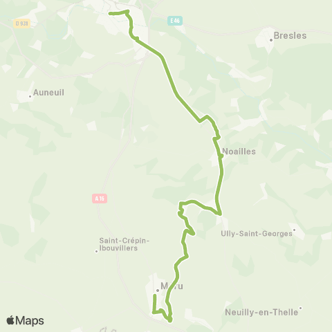 Hauts-de-France Car 60 Méru - Beauvais map