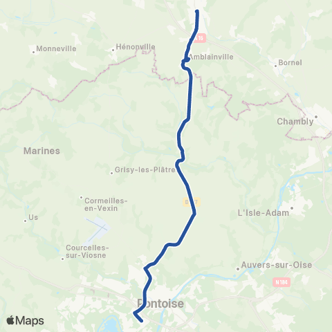 Hauts-de-France Car 60 Méru - Cergy map