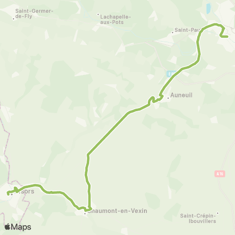 Hauts-de-France Car 60 Gisors - Chaumont en Vexin - Beauvais map