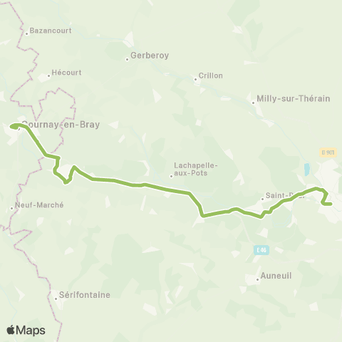 Hauts-de-France Car 60 Gournay en Bray - Beauvais map