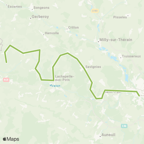 Hauts-de-France Car 60 Villers sur Auchy - Beauvais map