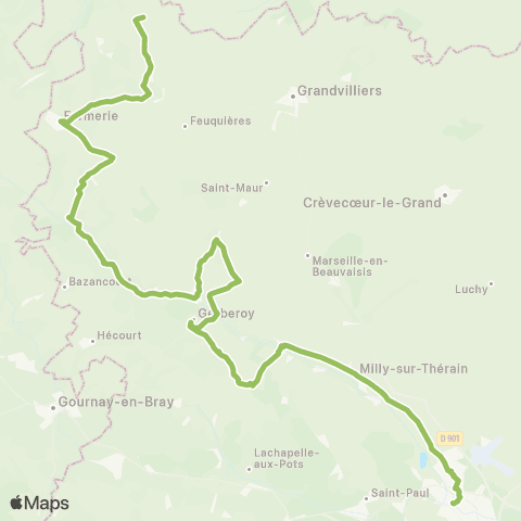 Hauts-de-France Car 60 Campeaux - Songeons - Beauvais map