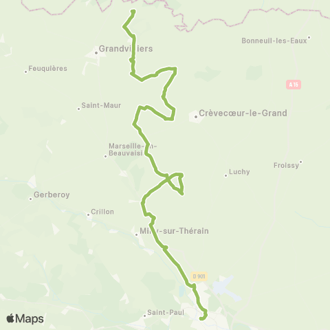 Hauts-de-France Car 60 Lavacquerie - Beauvais map