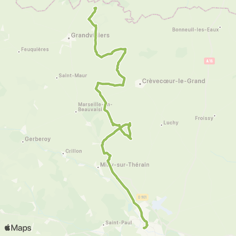 Hauts-de-France Car 60 Croissy sur Celle - Beauvais map