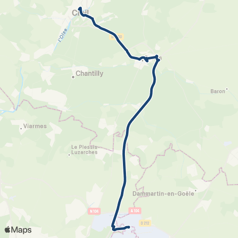 Hauts-de-France Car 60 Creil - Senlis - Roissy Pôle map