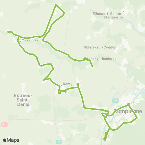Hauts-de-France Car 60 Francières - Gournay s/ Aronde - Compiègne map