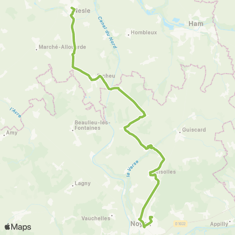 Hauts-de-France Car 60 Nesle - Noyon map