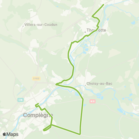 Hauts-de-France Car 60 Thourotte - Compiègne map