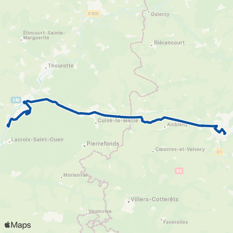 Hauts-de-France Car 60 Soissons - Compiègne Par RN31 map