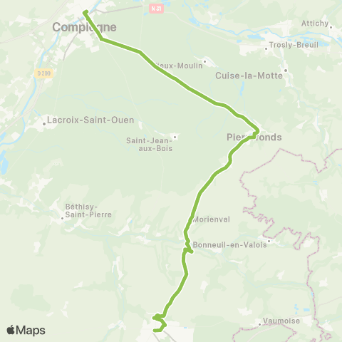 Hauts-de-France Car 60 Pierrefonds - Compiègne map