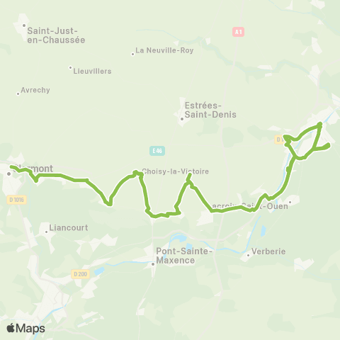 Hauts-de-France Car 60 Clermont - Compiègne map