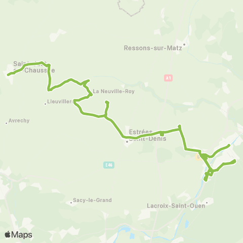 Hauts-de-France Car 60 Saint Just en Chaussée - Compiègne map