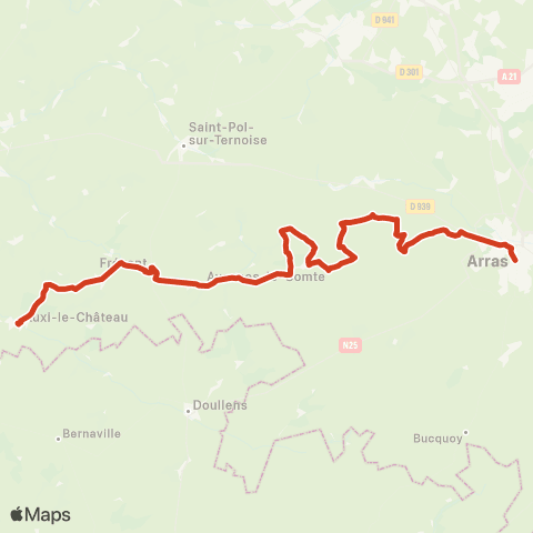 Hauts-de-France Car 62 Auxi / Frévent / Avesnes / Arras map