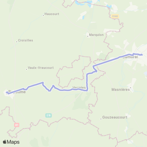 Hauts-de-France Car 62 Bapaume / Cambrai map