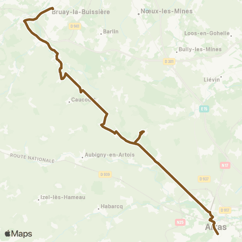 Hauts-de-France Car 62 Bruay-la-Buissière / Arras map