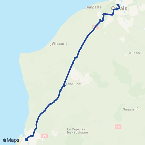 Hauts-de-France Car 62 Calais / Marquise / Boulogne map