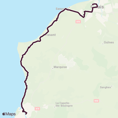 Hauts-de-France Car 62 Calais / Site des 2 Caps / Boulogne map