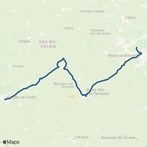 Hauts-de-France Car 62 Hesdin / Saint-Pol-sur-Ternoise / Bruay map