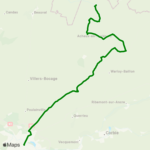 Hauts-de-France Car 80 Authie - Acheux en Amienois - Amiens map