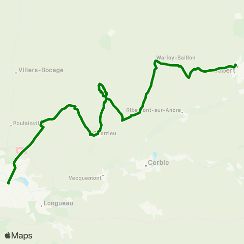 Hauts-de-France Car 80 Albert - Franvillers - Amiens map