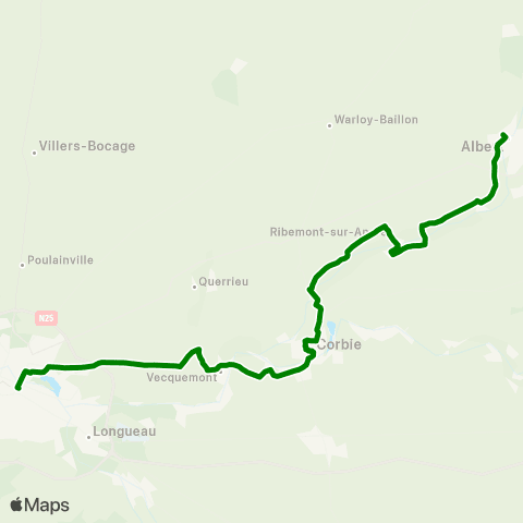 Hauts-de-France Car 80 Amiens - Corbie - Albert map