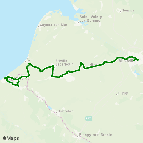 Hauts-de-France Car 80 Abbeville – Friville Escarbotin – Mers les Bains map