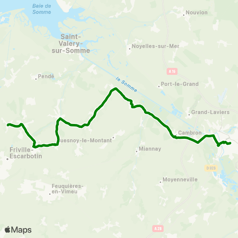 Hauts-de-France Car 80 Abbeville - Arrest - Vaudricourt map