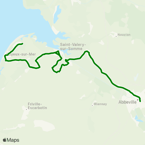 Hauts-de-France Car 80 Abbeville - Cayeux / Mer - Mers les Bains map