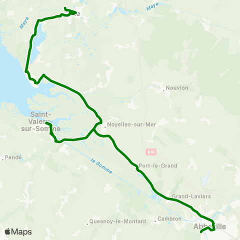 Hauts-de-France Car 80 Abbeville – le Crotoy – Rue map